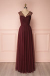 Adifa Burgundy Net Tulle Sleeveless A-Line Gown | Boudoir 1861 plus