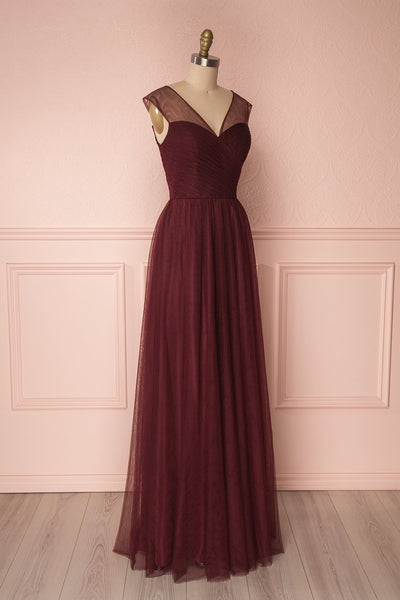 Adifa Burgundy Net Tulle Sleeveless A-Line Gown | Boudoir 1861 4