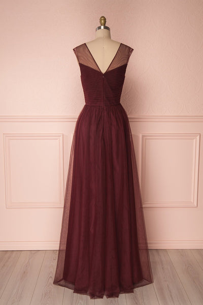 Adifa Burgundy Net Tulle Sleeveless A-Line Gown | Boudoir 1861 6