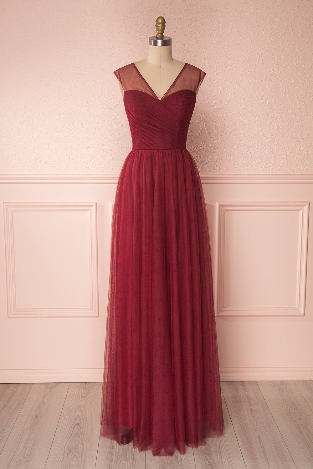 Adifa Deep Red Tulle Sleeveless A-Line Gown | Boudoir 1861 front