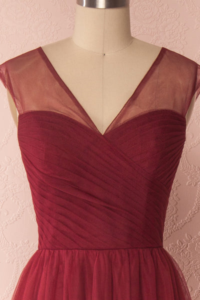 Adifa Deep Red Net Tulle Sleeveless A-Line Gown | Boudoir 1861 3