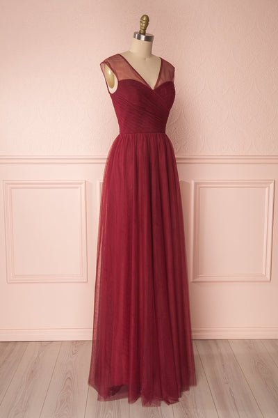Adifa Deep Red Net Tulle Sleeveless A-Line Gown | Boudoir 1861 1