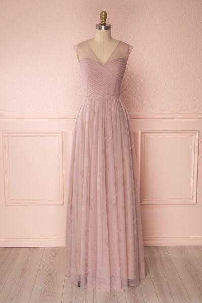Adifa Dusty Rose Net Tulle Sleeveless A-Line Gown | Boudoir 1861 plus