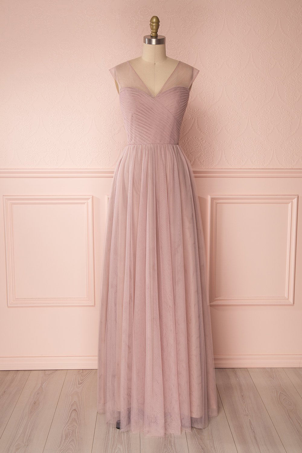 Adifa Dusty Rose Net Tulle Sleeveless A-Line Gown | Boudoir 1861 front