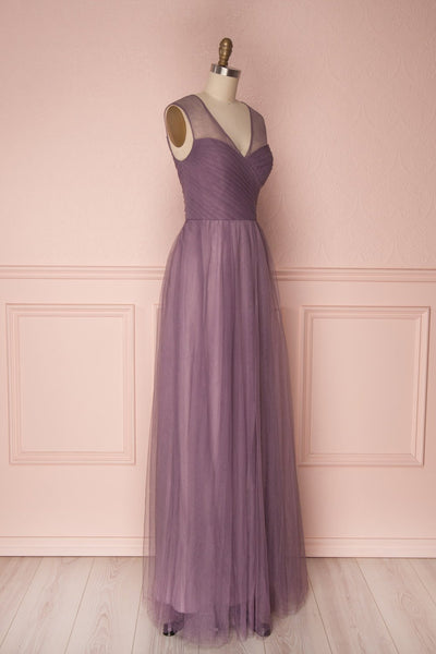 Adifa Mauve Net Tulle Sleeveless A-Line Gown | Boudoir 1861 4