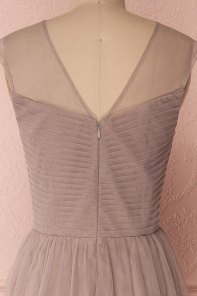 Adifa Sand Taupe Net Tulle Sleeveless A-Line Gown | Boudoir 1861 7