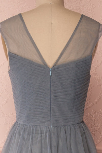 Adifa Sea Blue-Grey Net Tulle Sleeveless A-Line Gown | Boudoir 1861 7