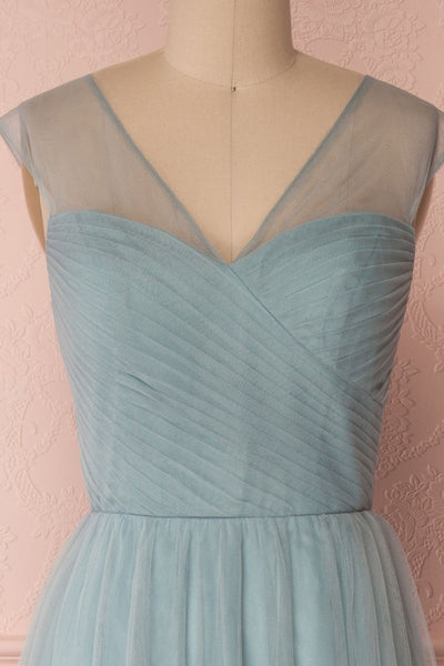 Adifa Seafoam Teal Net Tulle Sleeveless A-Line Gown | Boudoir 1861 3