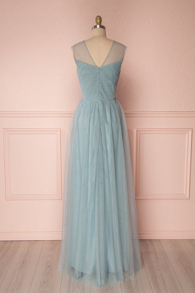 Adifa Seafoam Teal Net Tulle Sleeveless A-Line Gown | Boudoir 1861 6