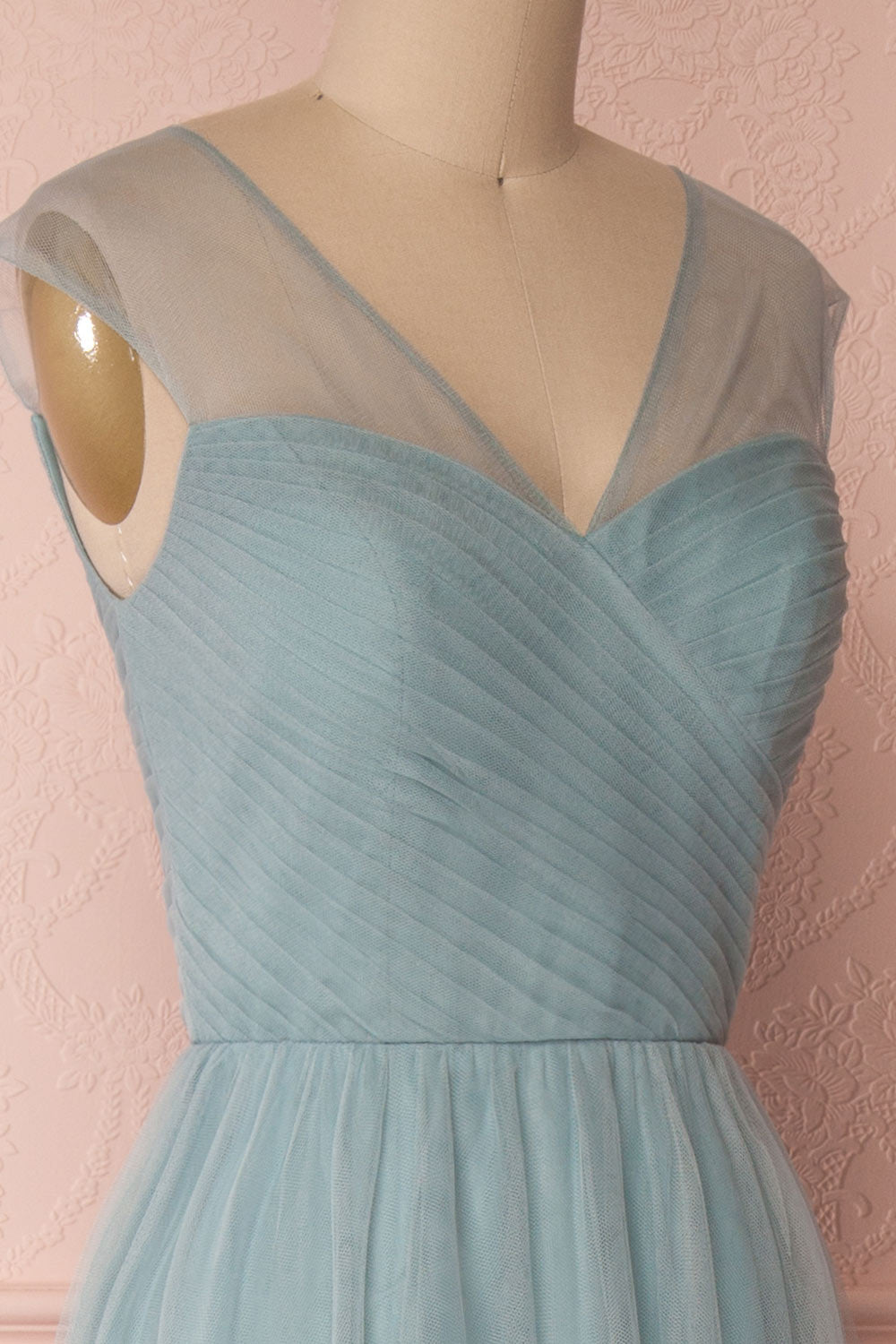 Adifa Seafoam Teal Net Tulle Sleeveless A-Line Gown | Boudoir 1861 5