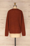 Adrano Cannelle Brown V-Neck Knit Sweater | BACK CLOSE UP  | La Petite Garçonne