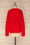 Adrano Cayenne Red V-Neck Knit Sweater | BACK VIEW | La Petite Garçonne