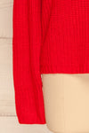 Adrano Cayenne Red V-Neck Knit Sweater | BOTTOM CLOSE UP | La Petite Garçonne