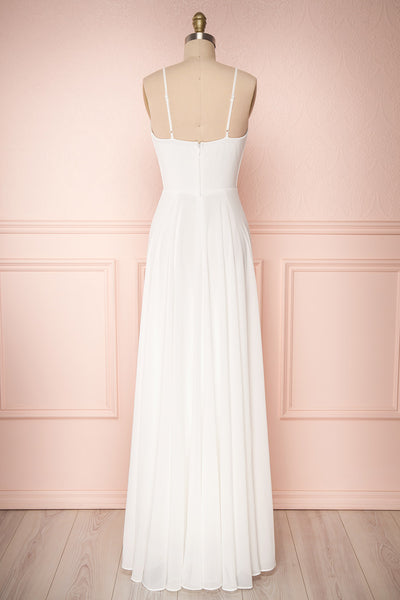 Aelis Ivory Chiffon Pleated Plunging V-Neckline Gown | Boudoir 1861 6