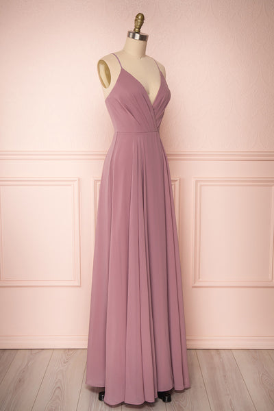 Aelis Mauve Purple Chiffon Plunging V-Neckline Gown | Boudoir 1861 4