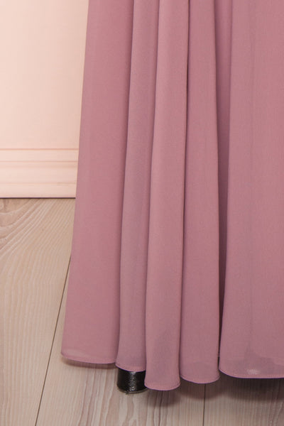 Aelis Mauve Purple Chiffon Plunging V-Neckline Gown | Boudoir 1861 8