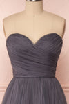 Aerie Charcoal Grey Tulle & Mesh A-Line Maxi Dress | Boutique 1861 front close-up