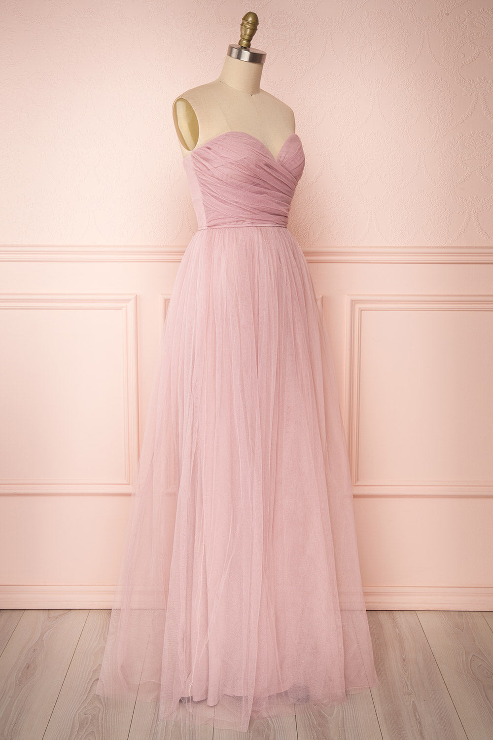 Aerie Dusty Pink Tulle & Mesh A-Line Maxi Dress | Boutique 1861 side view 