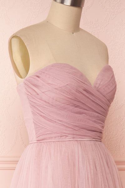 Aerie Dusty Pink Tulle & Mesh A-Line Maxi Dress | Boutique 1861 side close-up