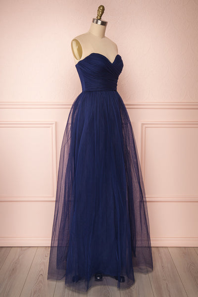 Aerie Navy Blue Tulle & Mesh A-Line Maxi Dress | Boutique 1861 side view