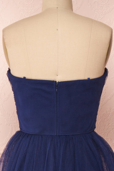 Aerie Navy Blue Tulle & Mesh A-Line Maxi Dress | Boutique 1861 back close-up