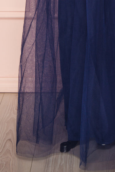 Aerie Navy Blue Tulle & Mesh A-Line Maxi Dress | Boutique 1861 bottom close-up