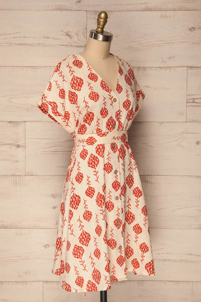Aerinon Red Floral Button-Up Linen Dress | La Petite Garçonne 3