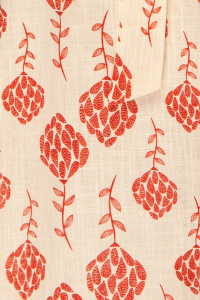 Aerinon Red Floral Button-Up Linen Dress | La Petite Garçonne 7