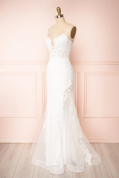 Aerlene White Embroidered Maxi Bridal Dress | Boudoir 1861 side view