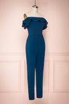 Afeldane Teal Blue Ruffled Off-Shoulder Jumpsuit  | SIDE VIEW | Boutique 1861