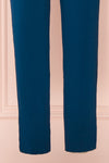 Afeldane Teal Blue Ruffled Off-Shoulder Jumpsuit  | BOTTOM CLOSE UP | Boutique 1861