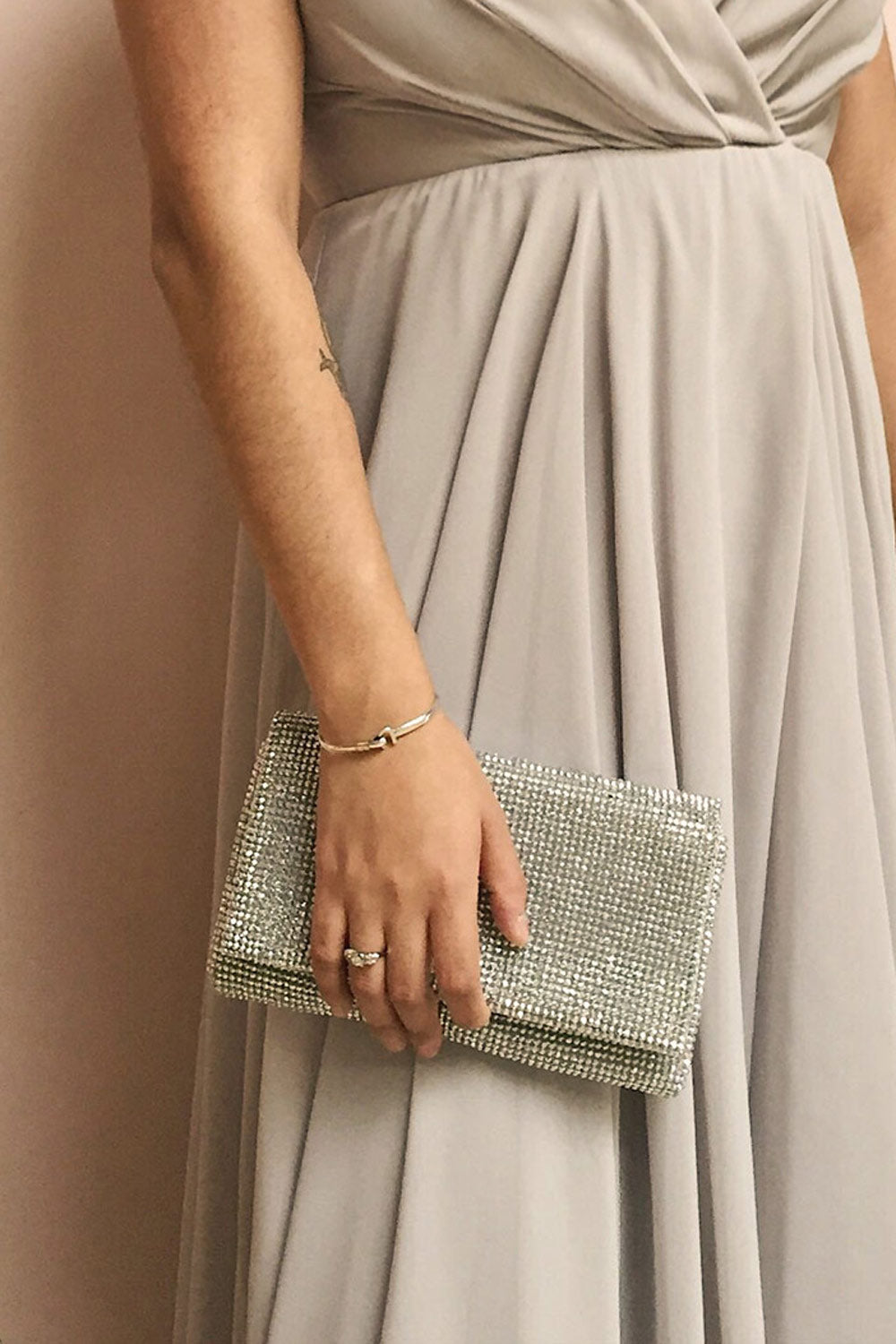 Agave Silver Crystal Clutch | Boutique 1861 on model 2