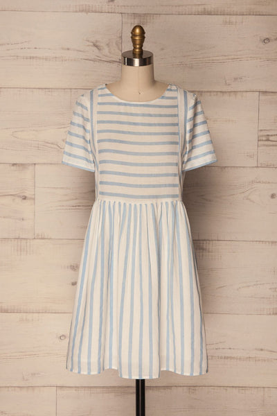 Aglie Blue & White Striped Smock Dress | La Petite Garçonne