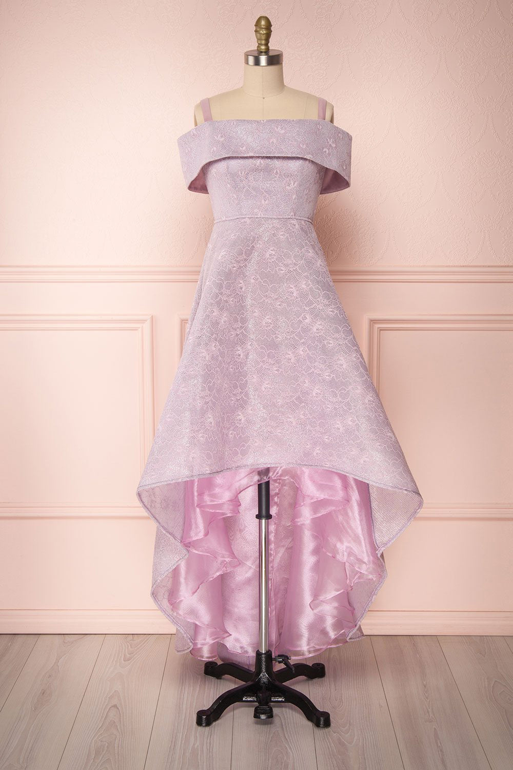 Agnek Lilas Purple Embroidered High-Low Gown | Boutique 1861