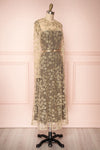 Agnetha Golden Floral Mesh Midi A-Line Dress | Boutique 1861 3