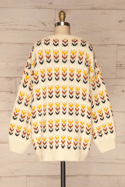 Agnieszka Cream & Brown Oversized Knit Sweater | BACK VIEW | La Petite Garçonne