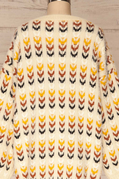 Agnieszka Cream & Brown Oversized Knit Sweater | BACK CLOSE UP  | La Petite Garçonne