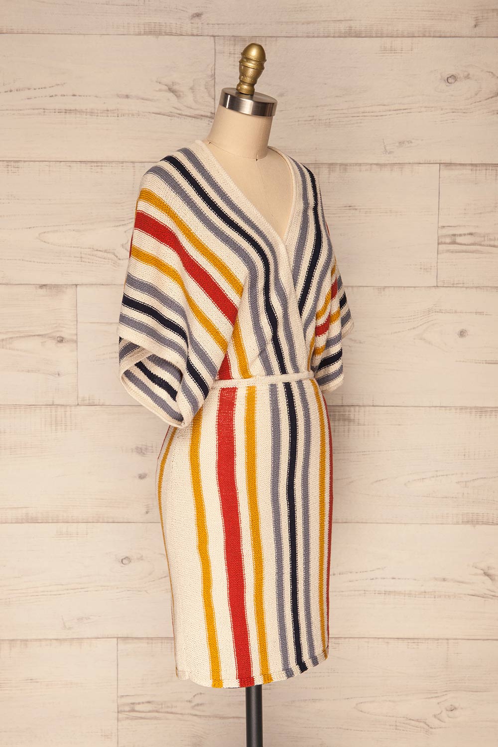 Agnita Knit Striped Batwing Sleeves Fitted Dress | La Petite Garçonne side view 