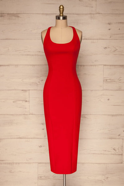 Agnolia Red Cocktail Dress | La petite garçonne  front