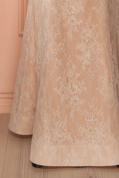Agostina - Ivory and dusty pink lace bustier gown