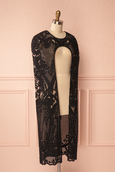 Agota Night Black Embroidered Lace Cape | Boutique 1861 4