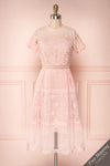 Ailite Aube Pink Lace & Mesh A-Line Midi Dress | Boutique 1861