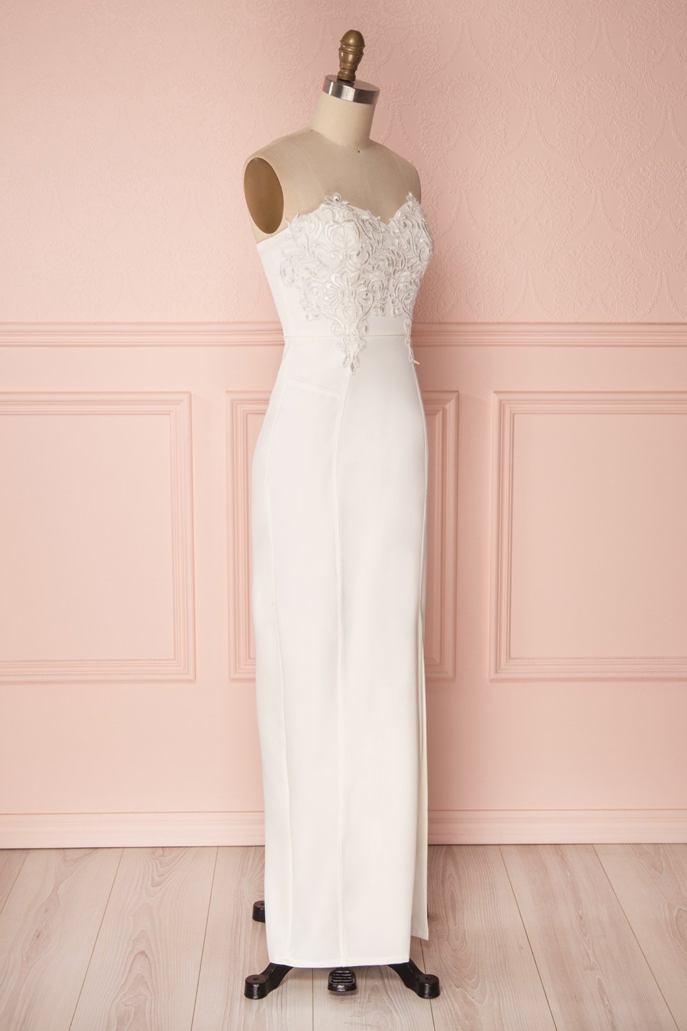 Ailys Jour White Embroidered Fitted Bustier Dress | Boudoir 1861