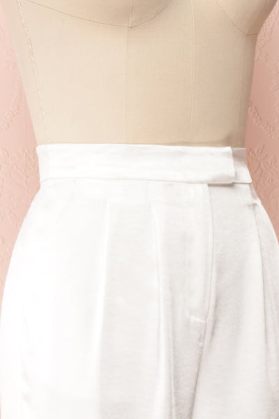 Ainsley White Silky Wide Leg Pants | Boudoir 1861 side close-up