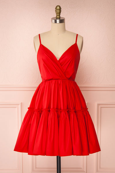 Aislin Red A-Line Short Dress | Boutique 1861 front view