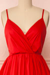 Aislin Red A-Line Short Dress | Boutique 1861 front close-up
