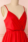 Aislin Red A-Line Short Dress | Boutique 1861 side close-up