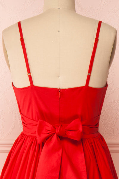 Aislin Red A-Line Short Dress | Boutique 1861 back close-up
