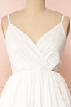 Aislin White A-Line Short Dress | Boutique 1861 front close-up