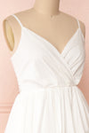 Aislin White A-Line Short Dress | Boutique 1861 side close-up